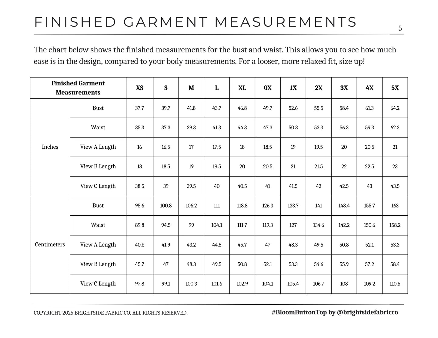 Bloom Button Top and Dress Sewing PDF Pattern - Brightside Fabric Co.