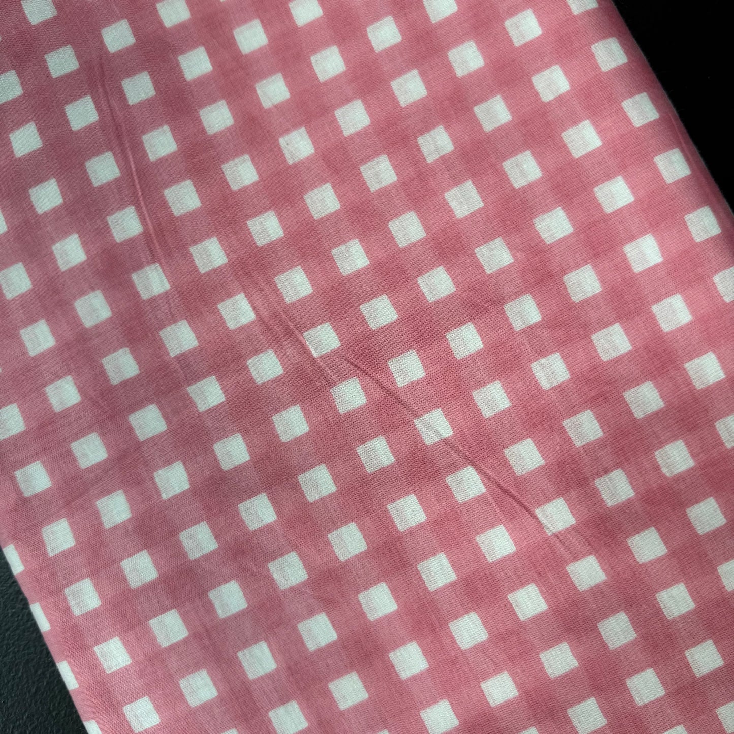 Retro Gingham Strawberry Milk - Bagru Indian Cotton Screen Print