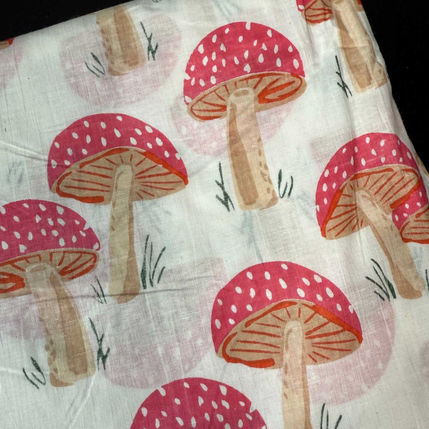 Mushroom Grove Pink - Bagru Indian Cotton Screen Print