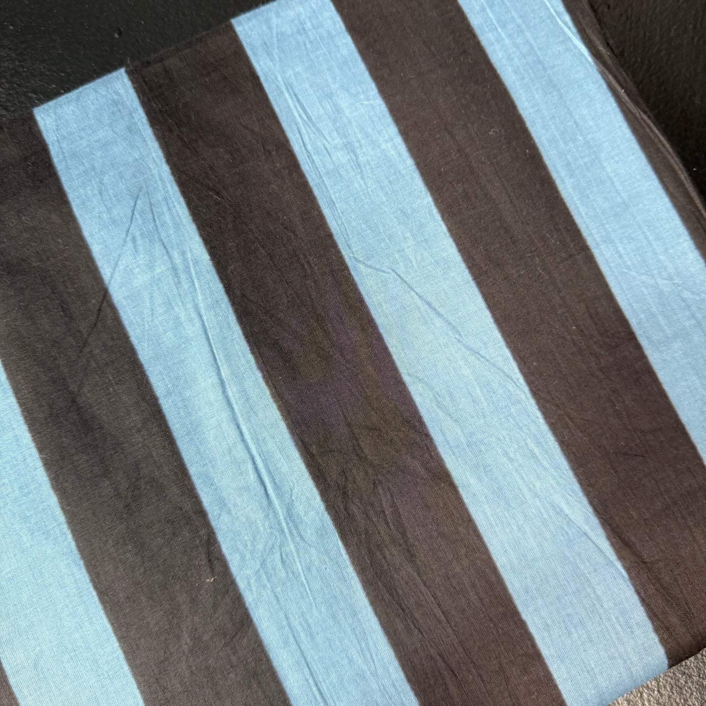 Bold Lines Dark Denim/Black - Bagru Indian Cotton Screen Print