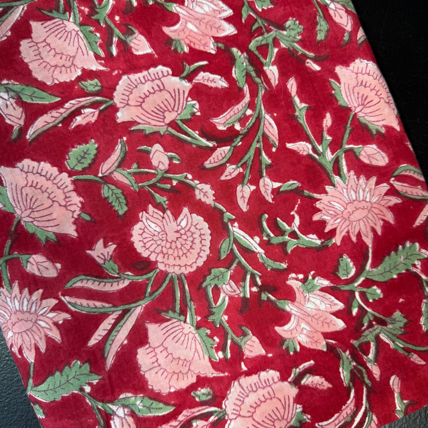 Scarlet Garden - Bagru Indian Cotton Block Print