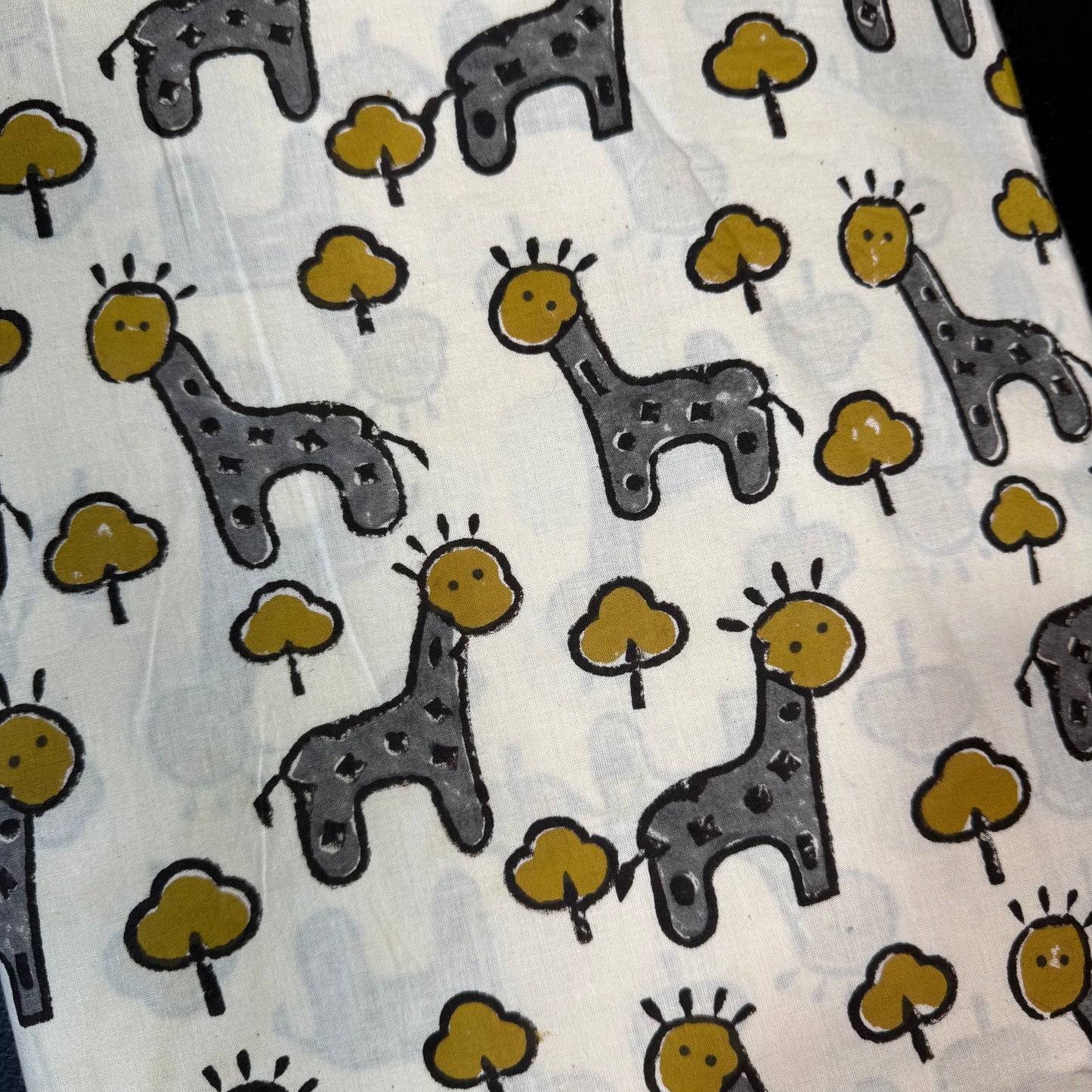 Happy Safari Grey - Bagru Indian Cotton Block Print