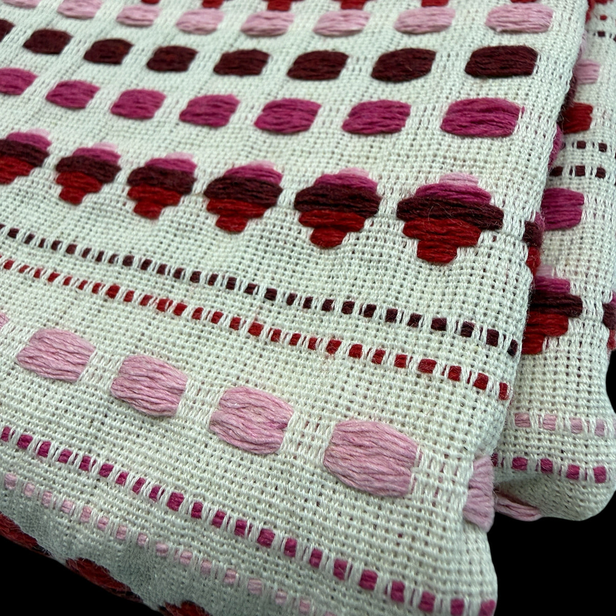 Cotton Woven Mosaic Collection - Natural/Red/Pinks/Burgandy - 370 GSM