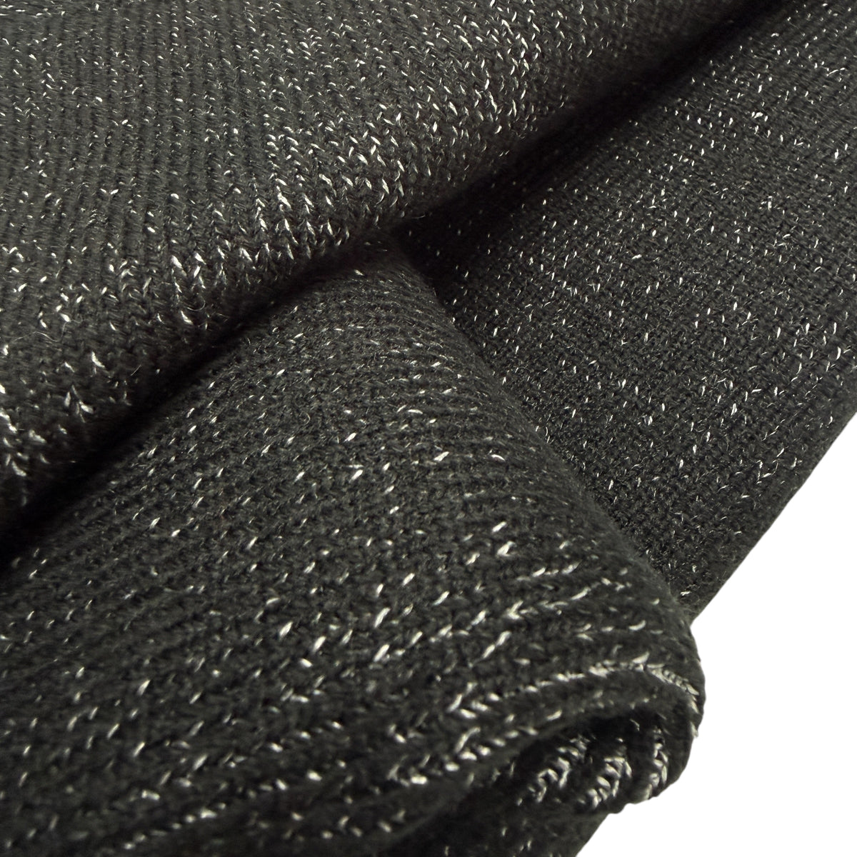 Heavy Knit Ribbing - Black/Silver/White (Deadstock)