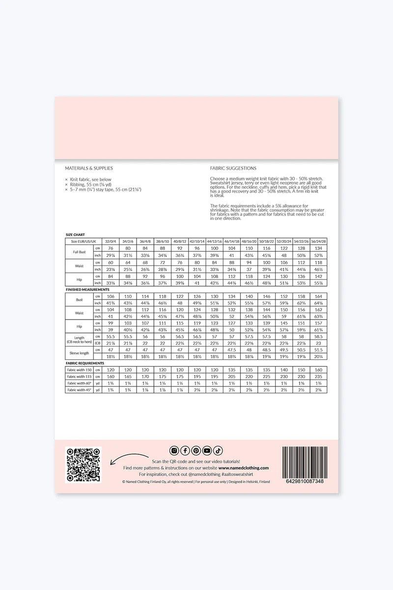 Aalto Sweatshirt - Named Clothing - Sewing Pattern - Simplifi Fabric
