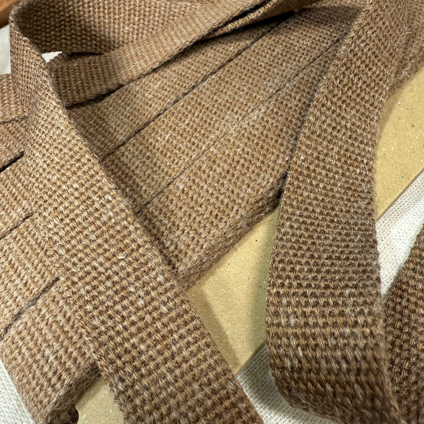20mm Linen Blend Marble Webbing - Japanese Import - Chocolate (sold per meter)