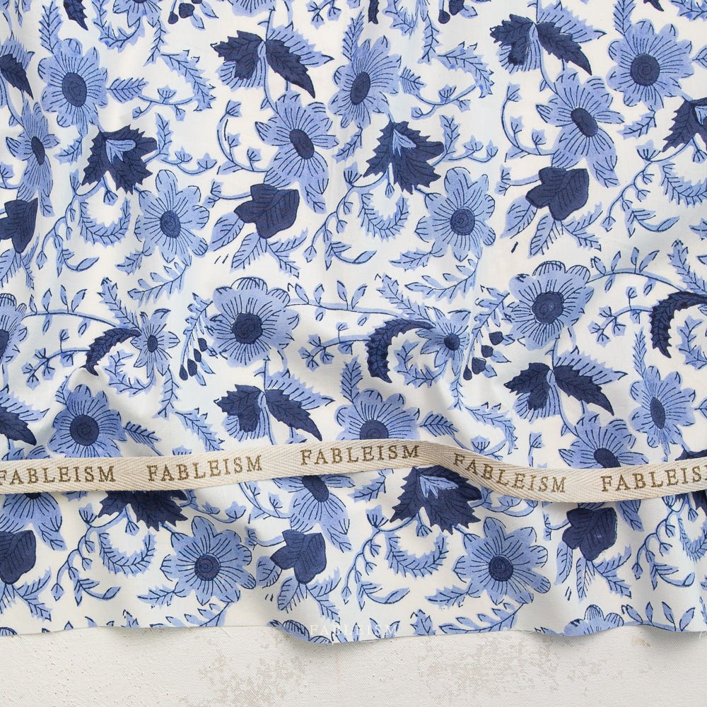 Country Floral - Blue - Indian Block Prints Cottage - Fableism Supply Co. - Simplifi Fabric