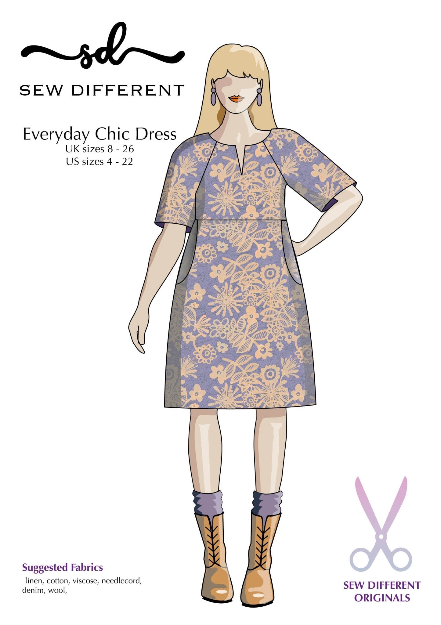 Everyday Chic Dress - Paper Sewing Pattern - Sew Different  Simplifi Fabric