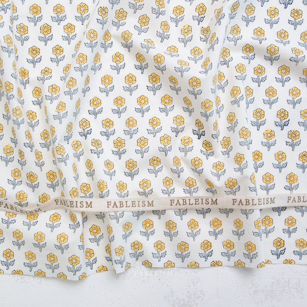 Flowerling - Yellow - Indian Block Prints Cottage - Fableism Supply Co. - Simplifi Fabric