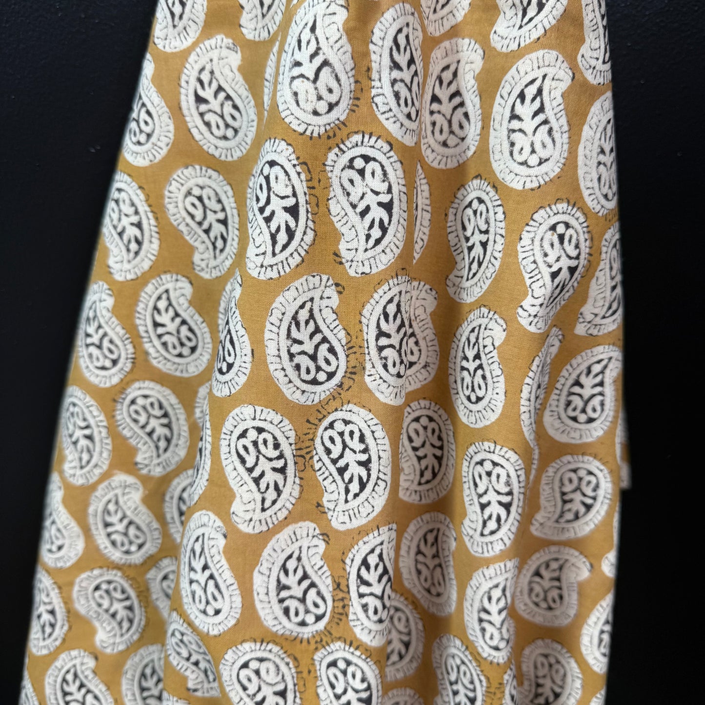 Prairie Paisley Wheat - Bagru Indian Cotton Block Print