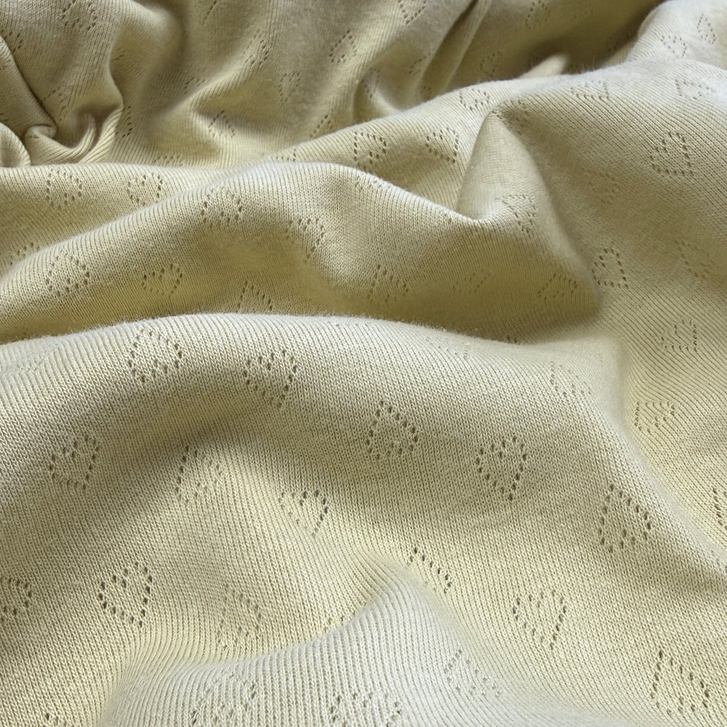 Heart Pointelle Knit Fabric - Organic Cotton - Warm Chamomille - Simplifi Fabric
