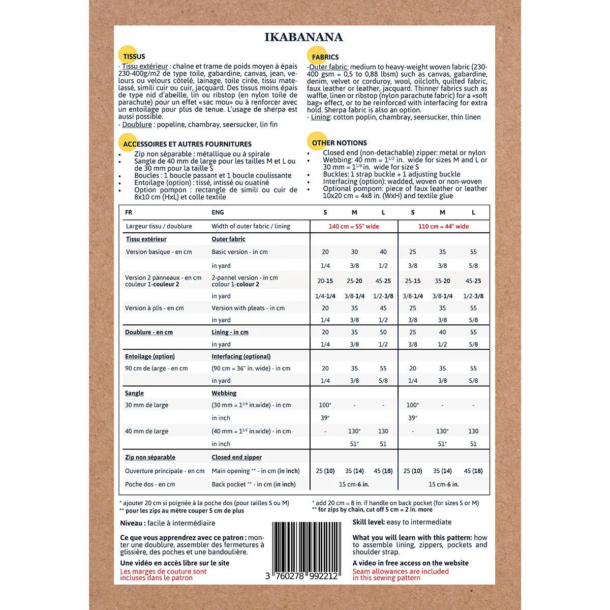 IKABANANA Fanny Pack - Paper Sewing Pattern - Ikatee - Simplifi Fabric