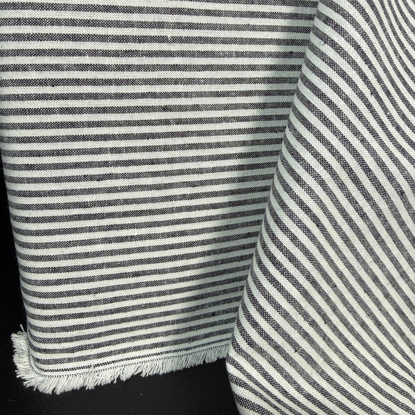 Linen/Cotton Blue + Natural White Stripe - Deadstock - Simplifi Fabric
