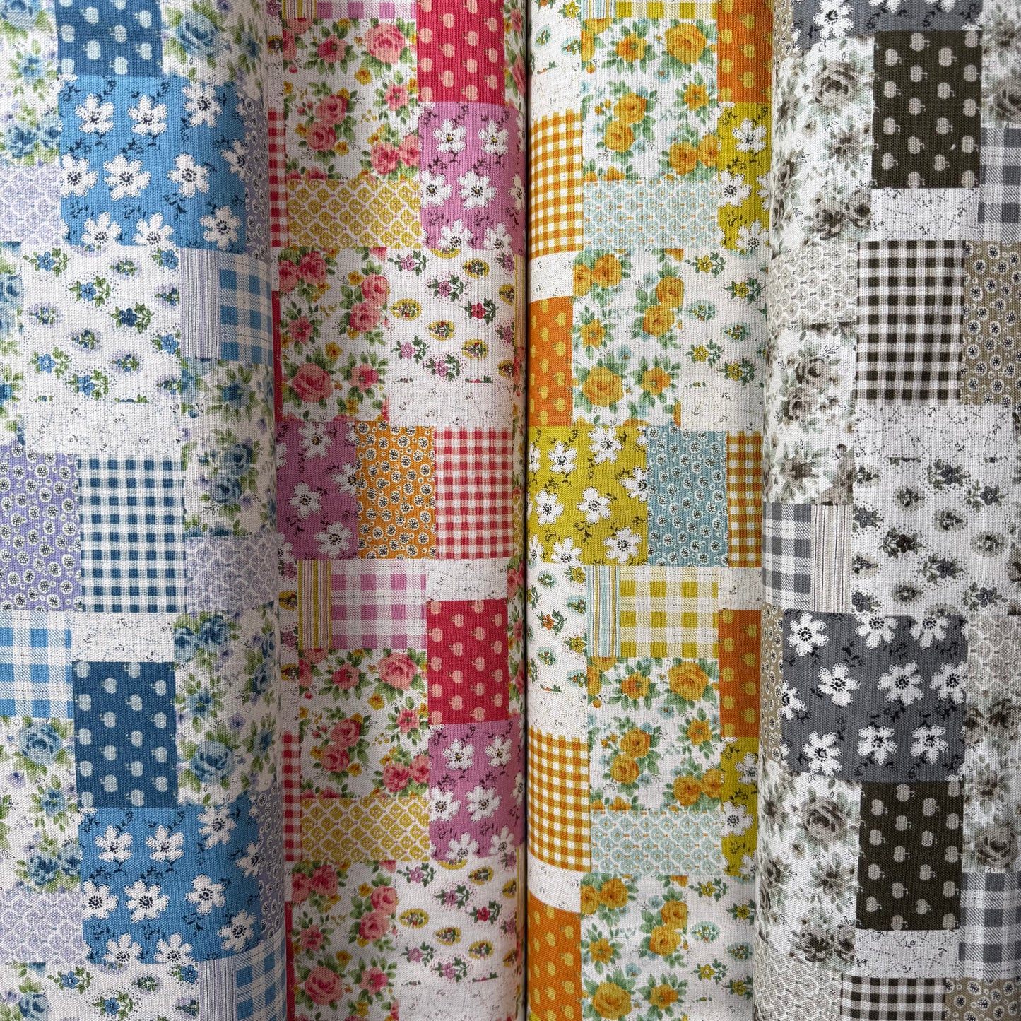 Patchwork Cotton-Linen Canvas - Japanese Import - Pink Tones