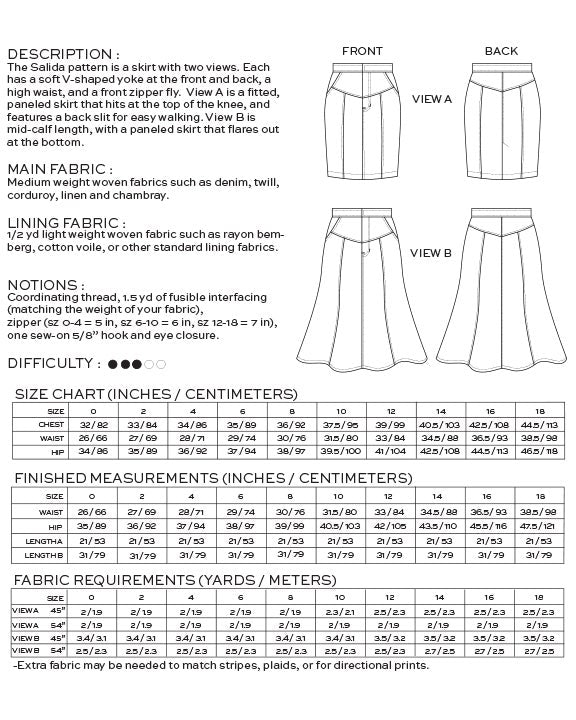 Salida Skirt Pattern - True Bias - Simplifi Fabric