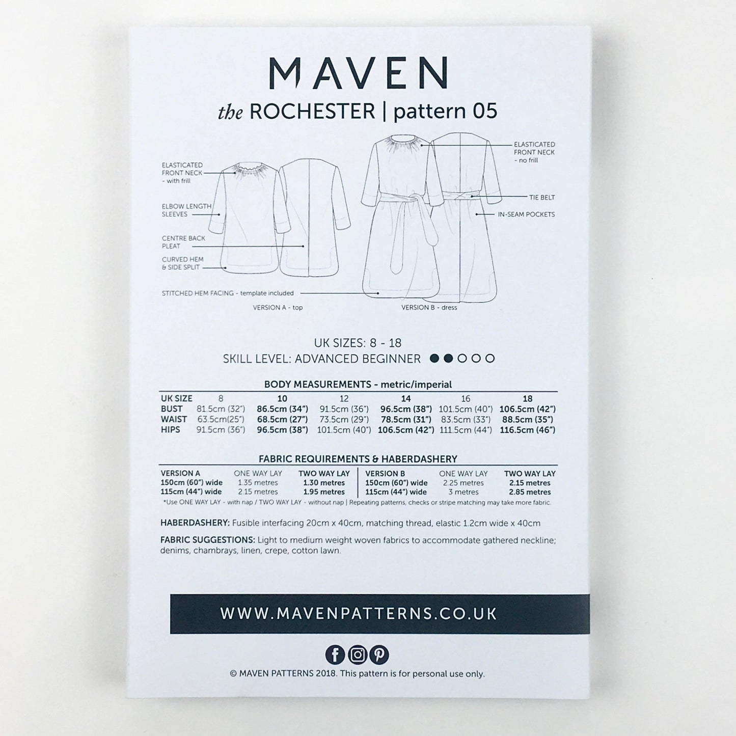 The Rochester Dress & Top Paper Sewing Pattern - Maven Sewing Patterns - Simplifi Fabric