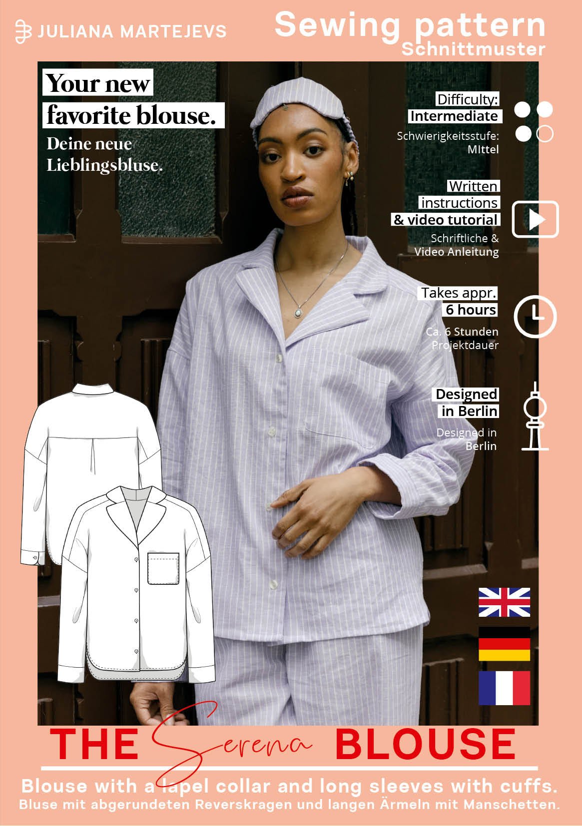 The Serena Pyjama Blouse - Paper Sewing Pattern - Juliana Martejevs - Simplifi Fabric