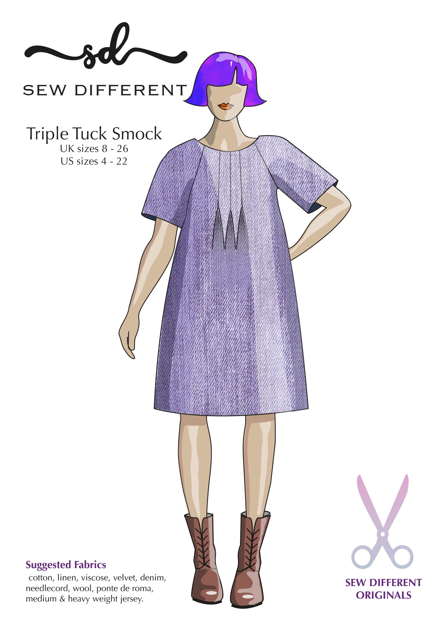 Triple Tuck Smock - Paper Sewing Pattern - Sew Different Simplifi Fabric Triple Tuck Smock - Paper Sewing Pattern - Sew Different Simplifi Fabric
