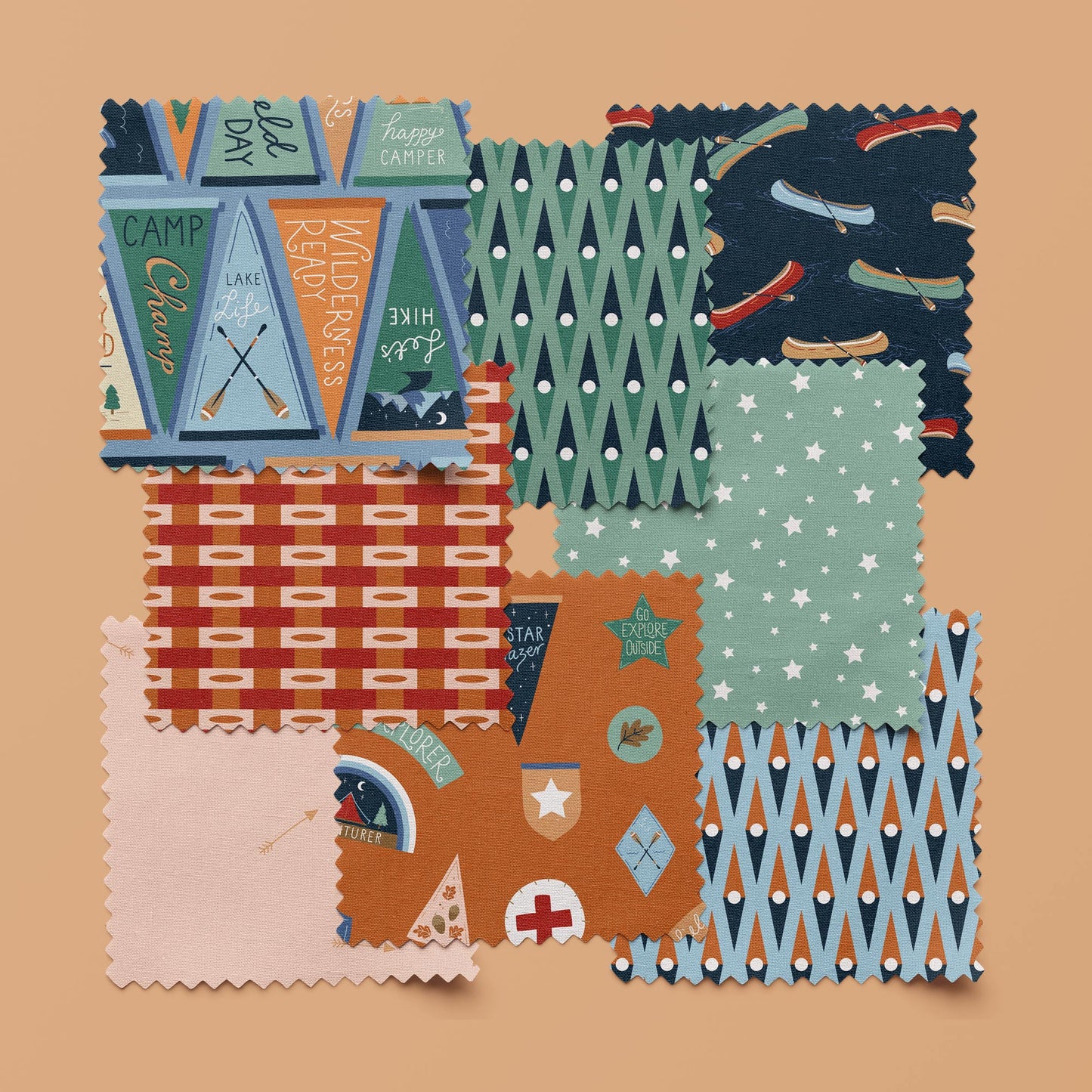 Under The Same Stars - Pink - Backwoods and Boots - Softly Studio - Cloud 9 Fabrics - Poplin - Simplifi Fabric