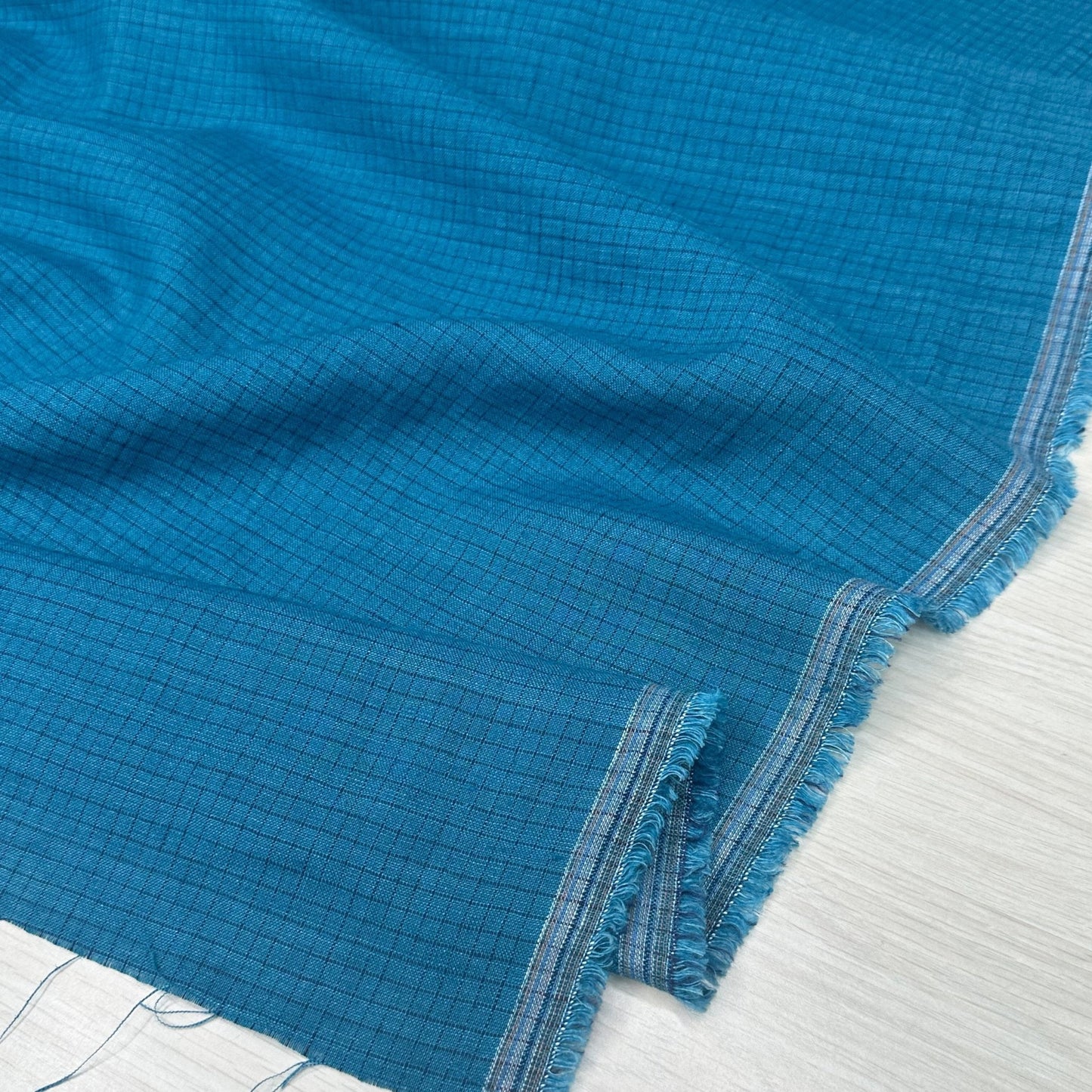 Washed Linen Cotton Check - Ocean/Navy - Simplifi Fabric