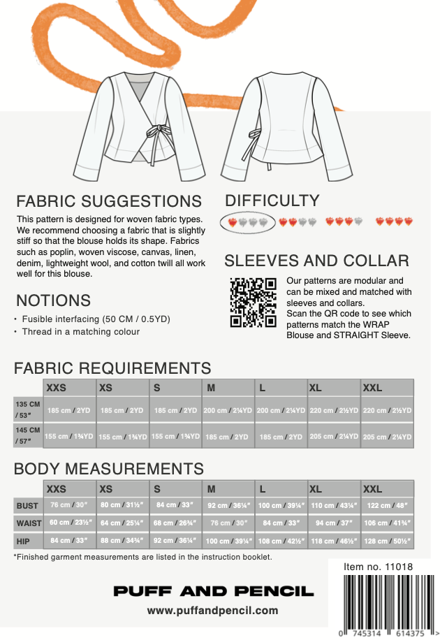 Wrap Blouse + Straight Sleeves Jacket - Paper Sewing Pattern - Puff And Pencil - Simplifi Fabric