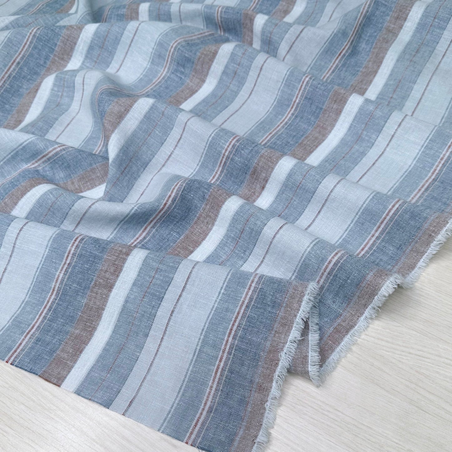 Yarn Dyed Cotton Linen - Stripe - Denim - Simplifi Fabric