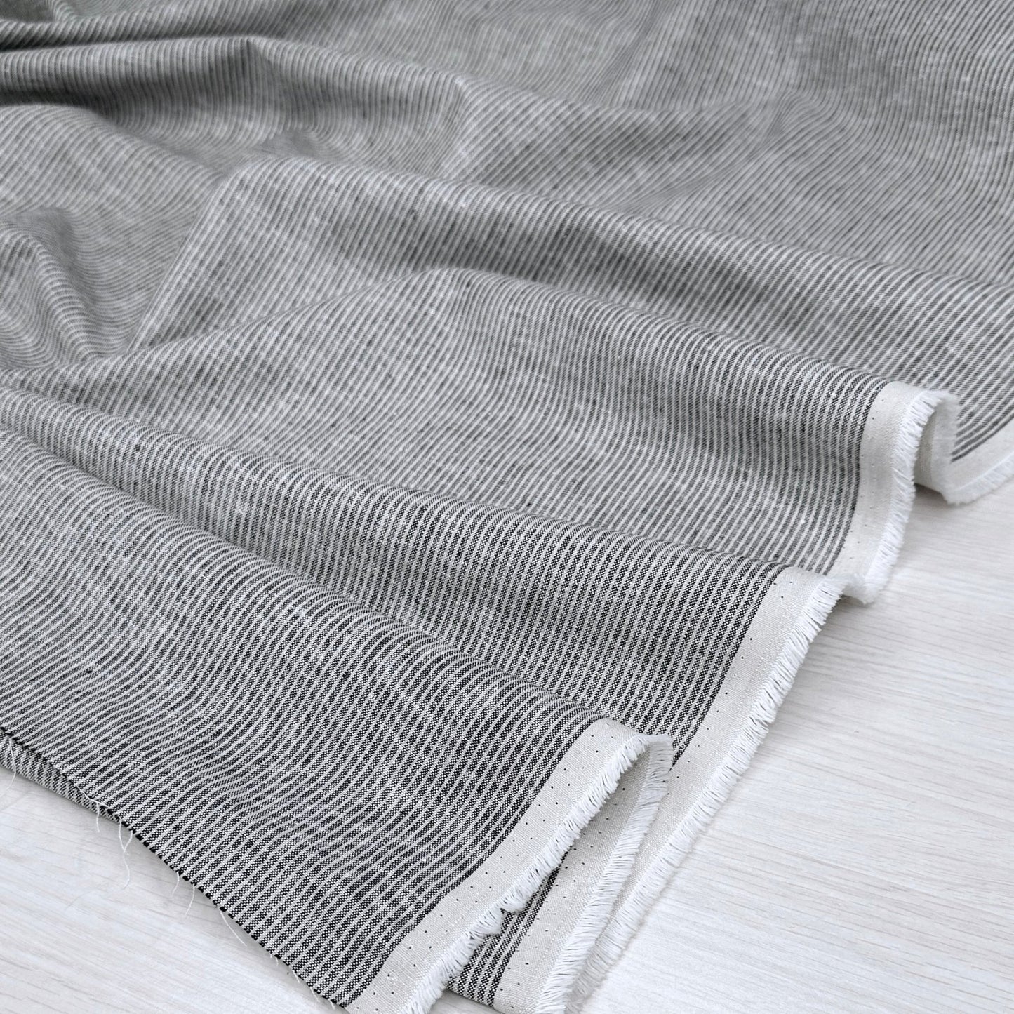 Yarn Dyed Linen Cotton Stripe - Black - Simplifi Fabric