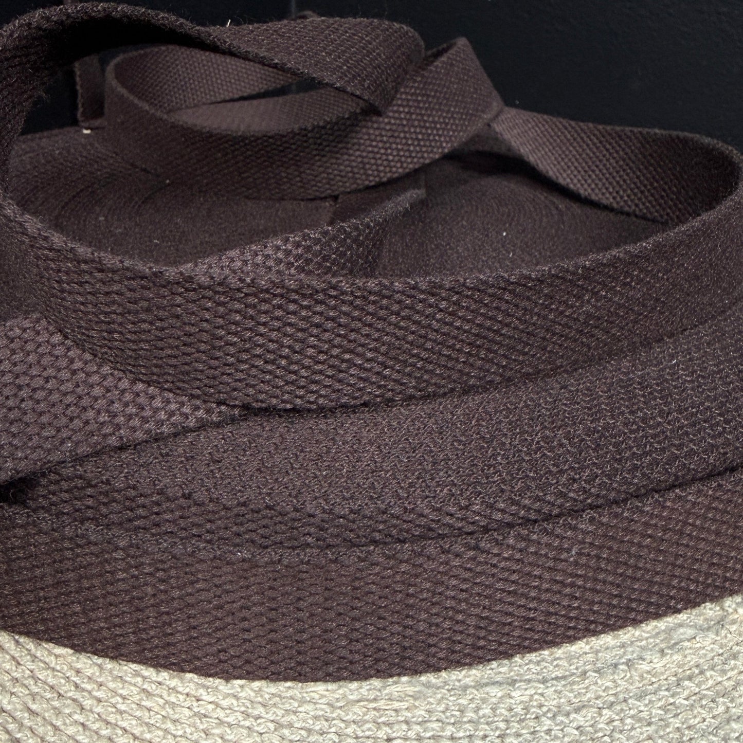 1" Organic Cotton RPET Webbing - Espresso Brown - Simplifi Fabric