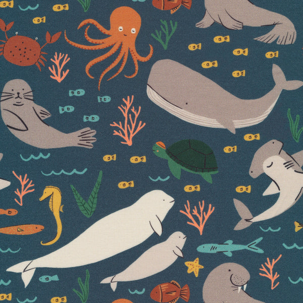 Ocean Life - Wild Things - Betsy Siber - Cloud 9 Fabrics - Poplin