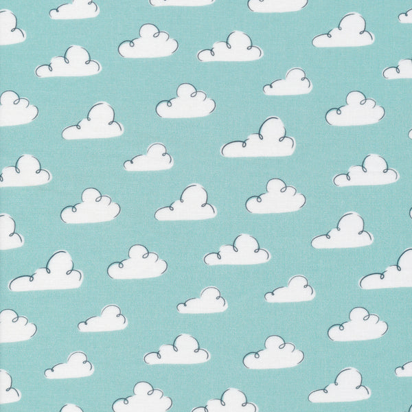 Summer Sky - Teal - Dog Days Of Summer - Krissy Mast - Cloud 9 Fabrics - Poplin
