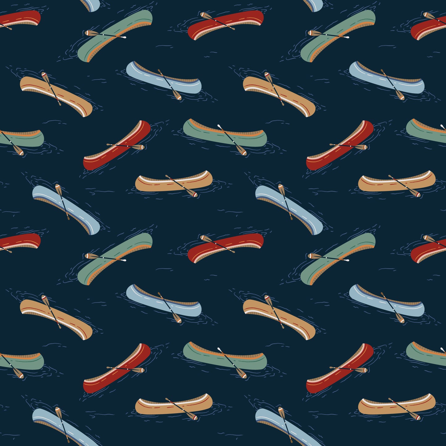 Just Paddling - Navy - Backwoods and Boots - Softly Studio - Cloud 9 Fabrics - Poplin