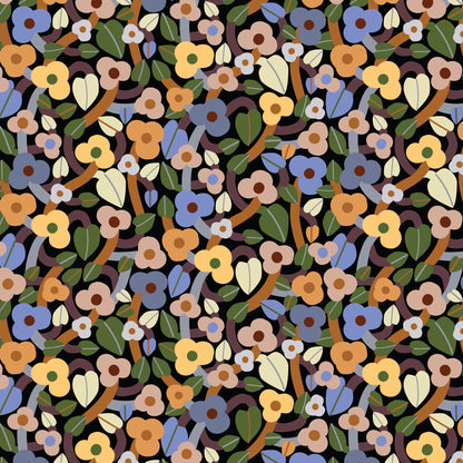 Summer Bramble - Black/Multi - Firefly Moon - Leah Duncan - Cloud 9 Fabrics - Poplin