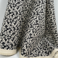 Printed Lawn Shrink Finish - Miracle Wave - Oeko-Tex®  - Japanese Import - Dainty Flower - Black /Off-White