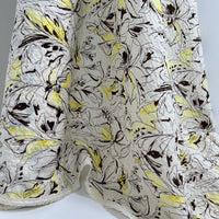 Printed Lawn Shrink Finish - Miracle Wave - Oeko-Tex®  - Japanese Import - Abstract Floral I - Brown / Yellow / Natural