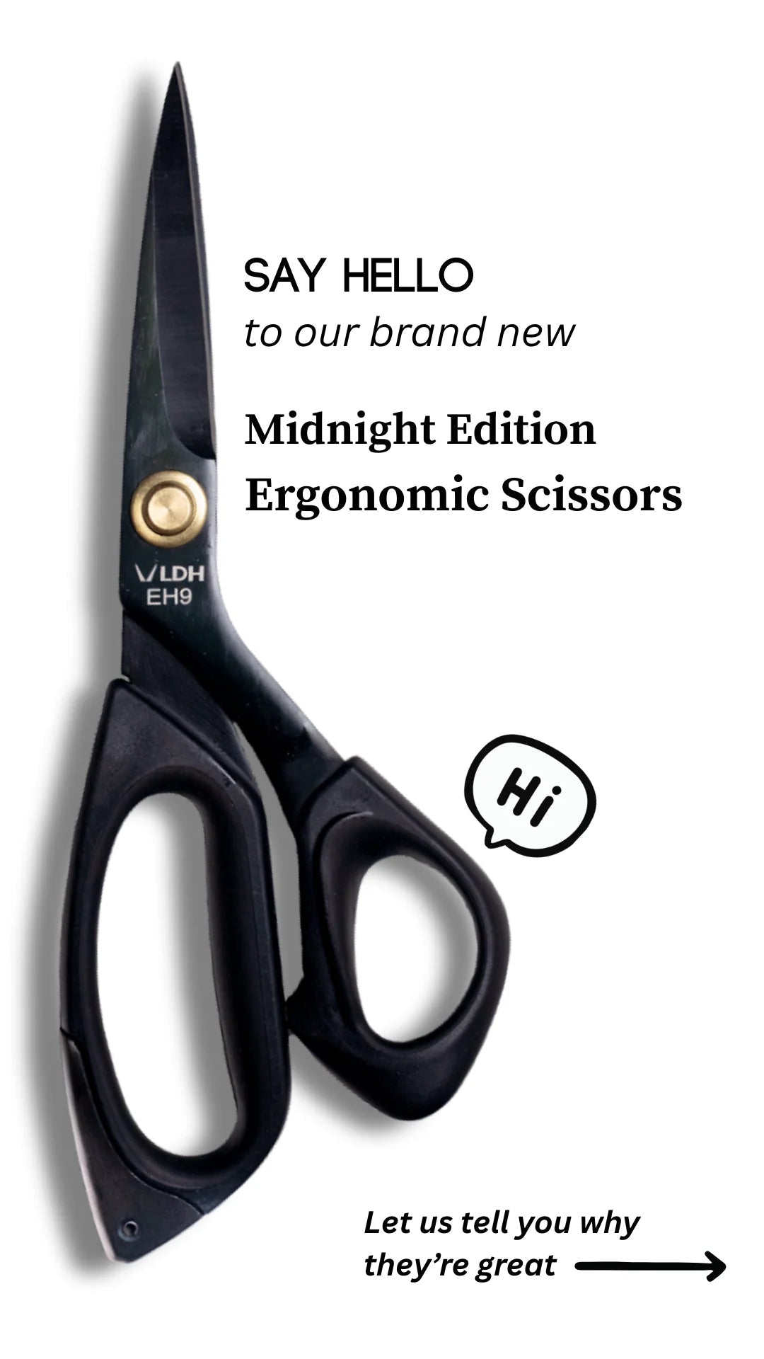 9" Midnight Edition Ergonomic Scissors - LDH Scissors - Simplifi Fabric