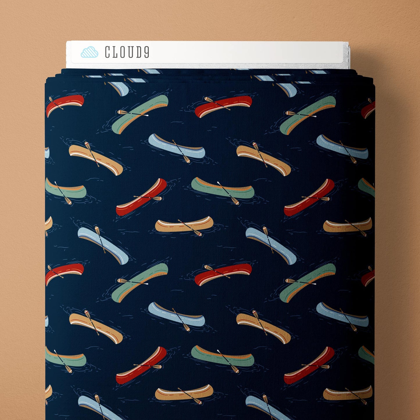 Just Paddling - Navy - Backwoods and Boots - Softly Studio - Cloud 9 Fabrics - Poplin