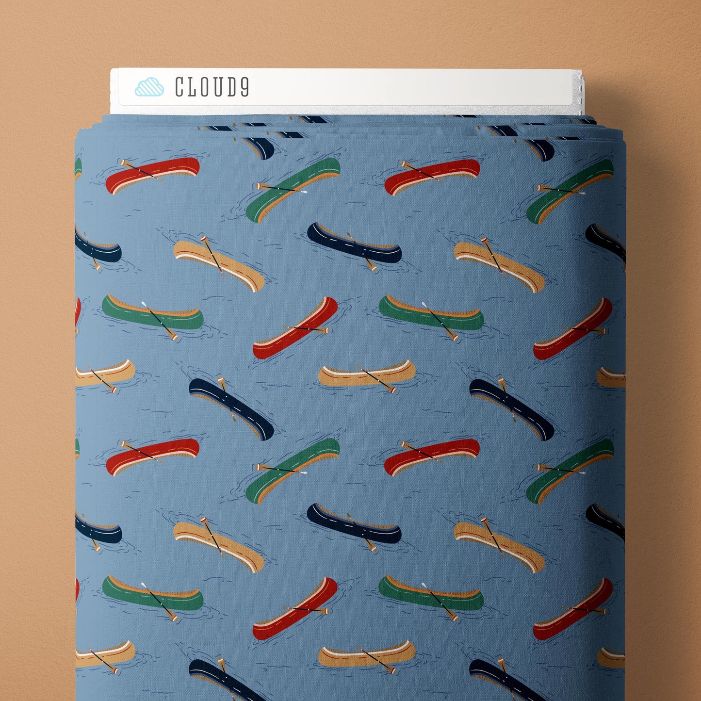 Just Paddling - Blue - Backwoods and Boots - Softly Studio - Cloud 9 Fabrics - Poplin