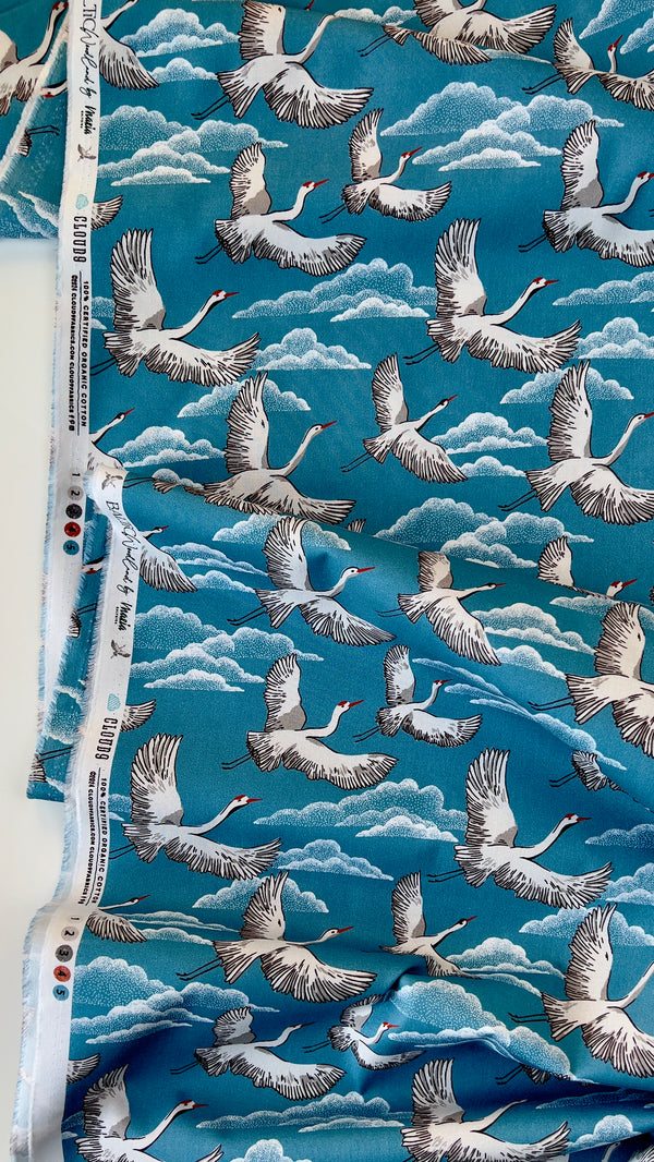 Flying Cranes - Baltic Woodland - Maria Galybina - Cloud 9 Fabrics - Poplin