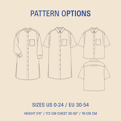 Big Shirt Dress Paper Pattern - Wardrobe by Me