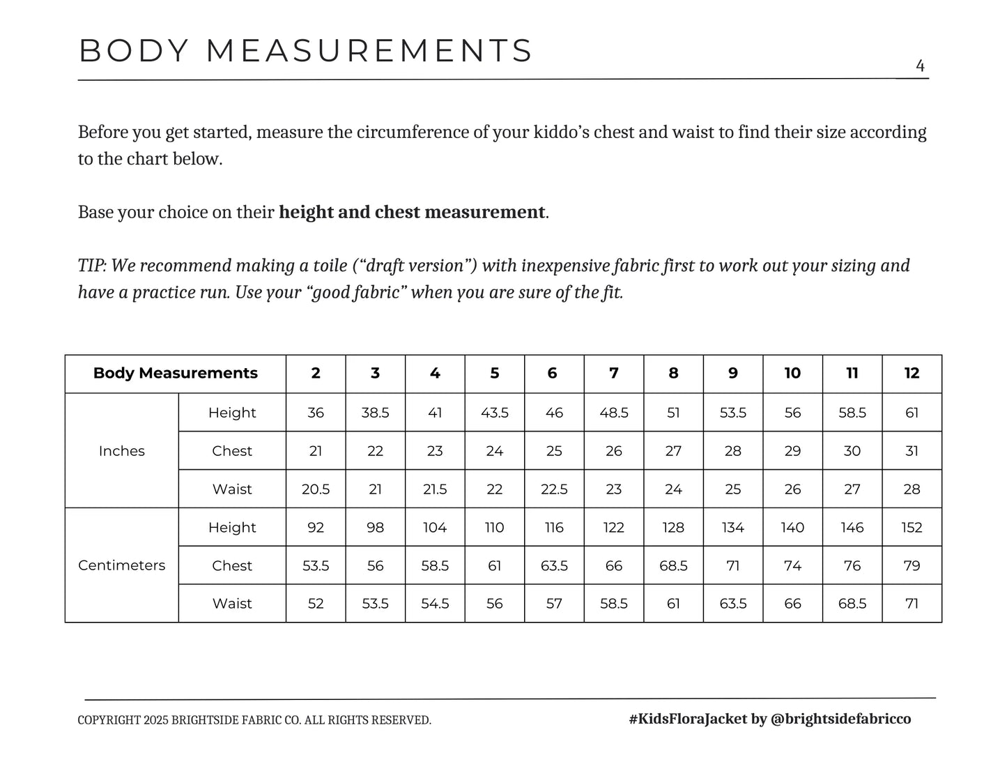 Kids Flora Jacket Sewing PDF Pattern - Brightside Fabric Co.