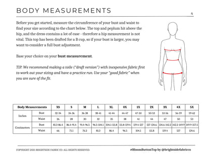 Bloom Button Top and Dress Sewing PDF Pattern - Brightside Fabric Co.