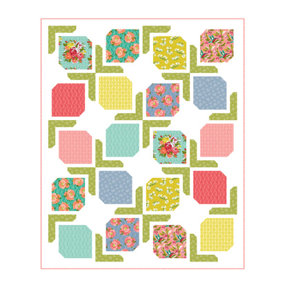 Birds Of A Feather - Turquoise - Paint-By-Number Garden Party - Elle Crée - Cloud 9 Fabrics - Poplin