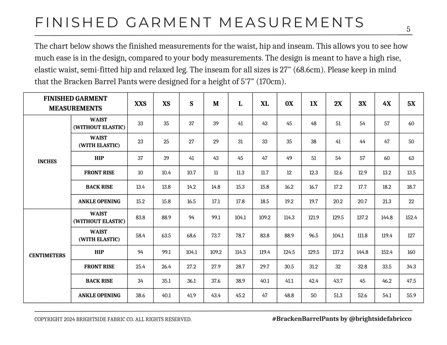 Bracken Barrel Pants Sewing PDF Pattern - Brightside Fabric Co.