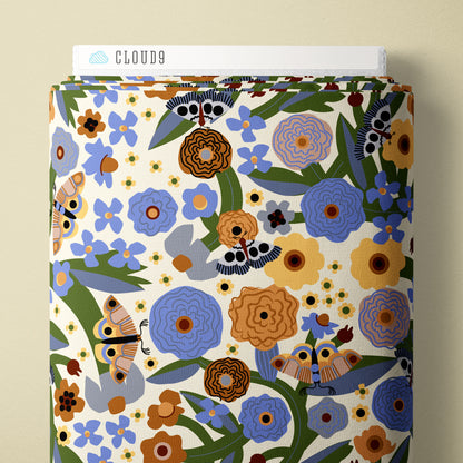 Moth Garden - Firefly Moon - Leah Duncan - Cloud 9 Fabrics - Poplin