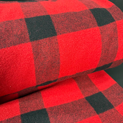 Northwoods Red Check Wool Suiting / Coating - Made in Italy