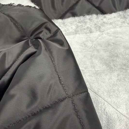 Insulated Quilted Fabric - Black - Medium Diamond Pattern (Deadstock)