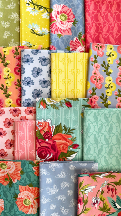 Birds Of A Feather - Turquoise - Paint-By-Number Garden Party - Elle Crée - Cloud 9 Fabrics - Poplin