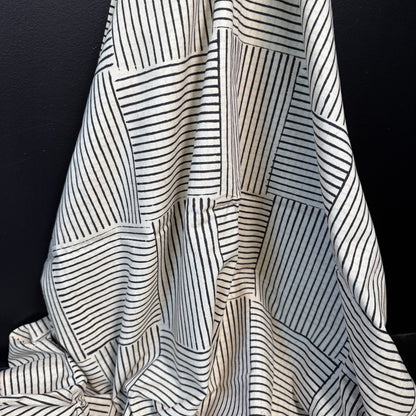 Modern Weave Black/Cream  - Bagru Indian Cotton Block Print
