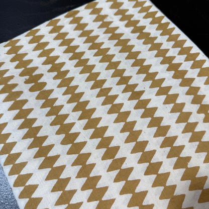 Earth ZigZag Cumin - Bagru Indian Cotton Block Print