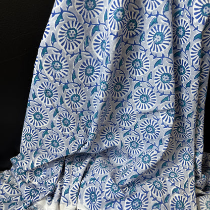 Indigo Petals - Bagru Indian Cotton Block Print